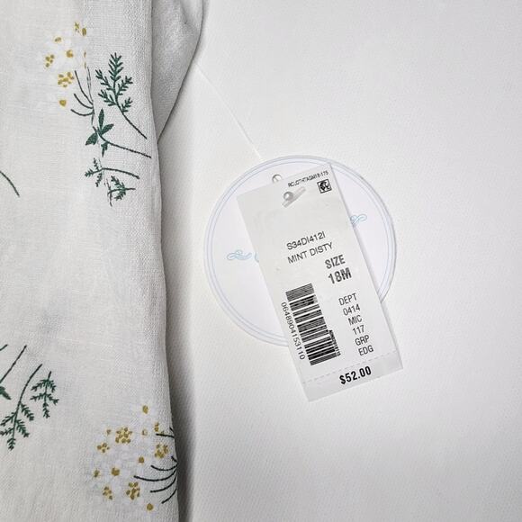 Edgehill Collection White & Green Floral Summer Dress Size 18 Months NWT - Picture 3 of 6